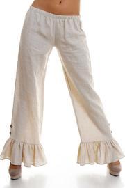  Ruffle Linen Pants
