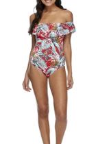  Floral Ruffle Maillot