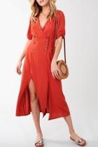 Front-slit Button-down Midi-dress