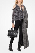 Cold-shouldered Leapard Blouse