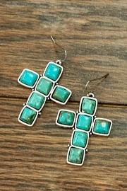  Natural-turquoise Cross Earring