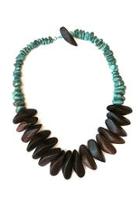  Wood And Turquoise Necklace
