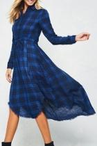  Distressed-hem Flannel Dress