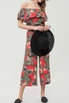  Tropical Jumpsuit Off-shoulder
