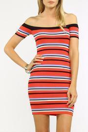  Off Shoulder Striped Dress