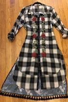  Embroidered Plaid Duster