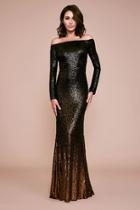  Long-sleeve Sequin Gown