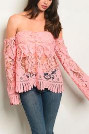  Peach Lace Off The Shoulder Top