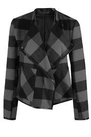 Asymmetrical Plaid Jacket