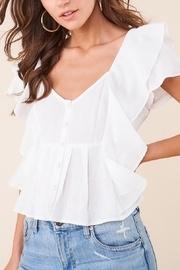  White Ruffle Button-down Blouse
