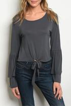  Charcoal Ruffle Top