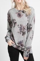  Gray Floral Sweater