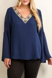  Jeweled V Neck Top