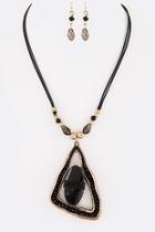  Beaded Geo-pendant Necklace-set