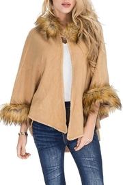  Faux Fur Hooded-poncho