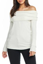  Love Rib Off Shoulder Tiered Ruffle Sleeve Sweater