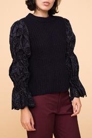  Eyelet Sleeve Sweater