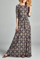  Floral Geometric Maxi Dress