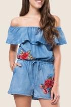  Denim Floral Romper
