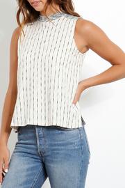  Striped Mock Neck Flared Tank