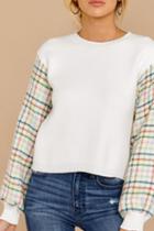  White Multi Plaid Sweater