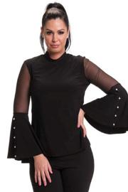  Bell Sleeve Mock Neck Top