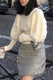  Puff-sleeve Knitted Sweater