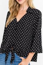  Flowy Buttoned Tie Front Blouse