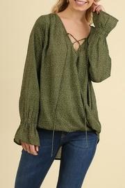  Lace-up V-neck Blouse