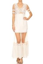  White Mesh Lace Dress