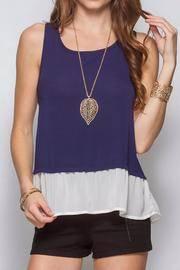  Navy Ruffle Tank