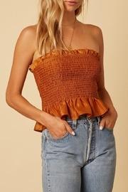  Satin Smocked Peplum-top