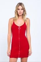  Poppy-red Knitted Mini-dress
