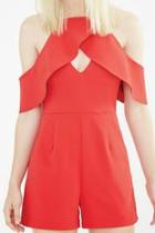  Red Structured Playsuit