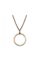  Gold-circle Leather Necklace