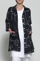  Abstract Linen Jacket
