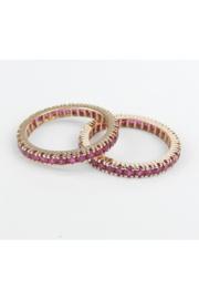  Ruby Ring, Eternity Wedding Ring, Anniversary Stackable Band, Set Of 2, Stackable Bands, Ruby Bands, Rose Gold Ring