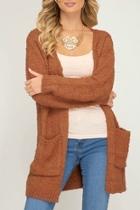  Long-sleeve Sweater Cardigan With Pockets