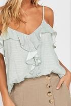  Striped Ruffle Cami Top