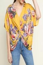  Floral Gathered-knot Top