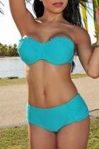  Turquoise Ruffled Bikini