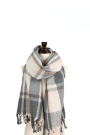  Plaid Tassel Oblong-scarf