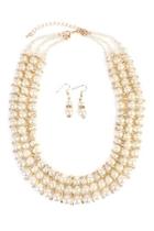  Pearl-&-goldtone 3-row Necklace-earring-set