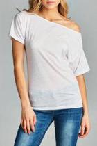  White One Shoulder Tee