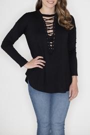  Lace Up V Neck