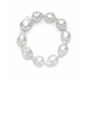  Les Trois Corniches White Freshwater Baroque Pearl Stretch Bracelet
