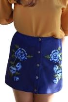  Blue Embroidered Skirt