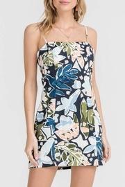  Navy Leaf-print Mini-dress