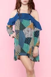  Blue Off-shoulder Tunic