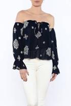  Printed Off-shoulder Blouse